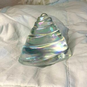Opalescent Nautilus Clam Glass Paperweight